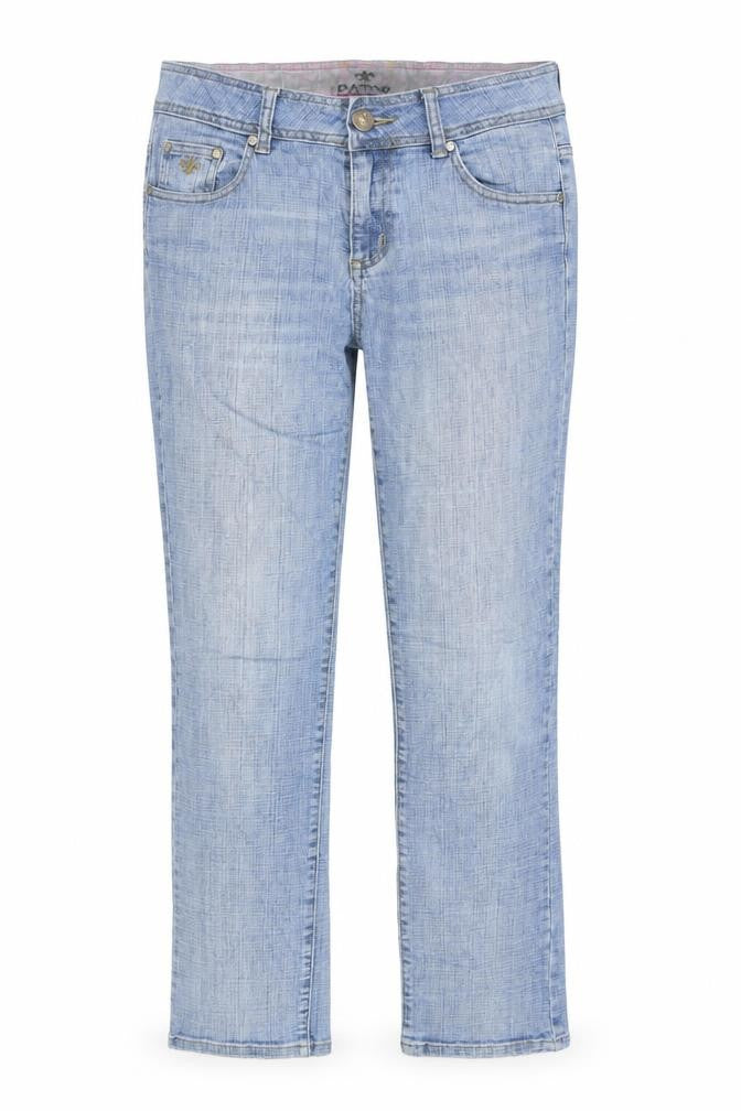 Front view of PATSY women’s blue straight jeans, size UK 29, 32-inch leg