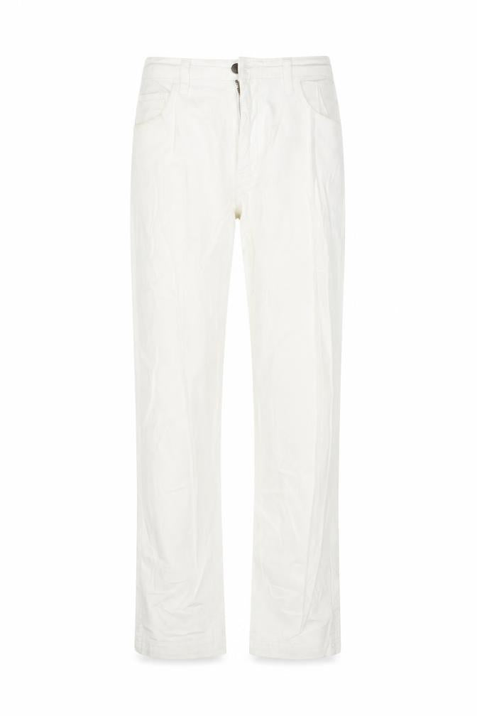 Front view of MICHA women’s white straight jeans, size UK 10, 27-inch leg