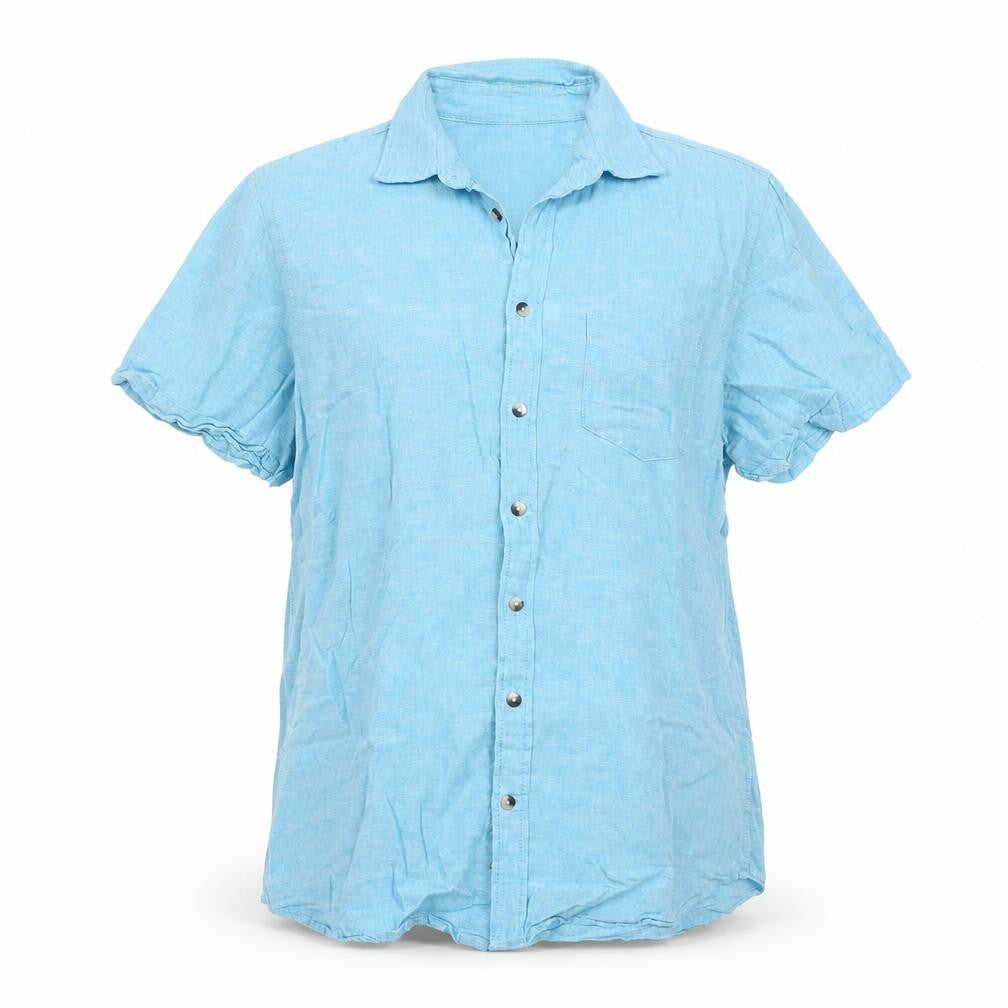 Front view of Canada women’s blue basic button-up, size M
