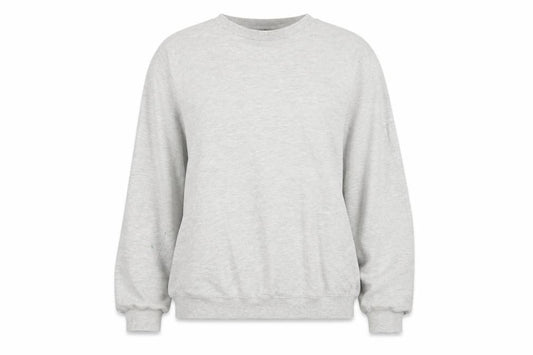 Front view of ASOS women’s grey pullover sweatshirt, size UK 8