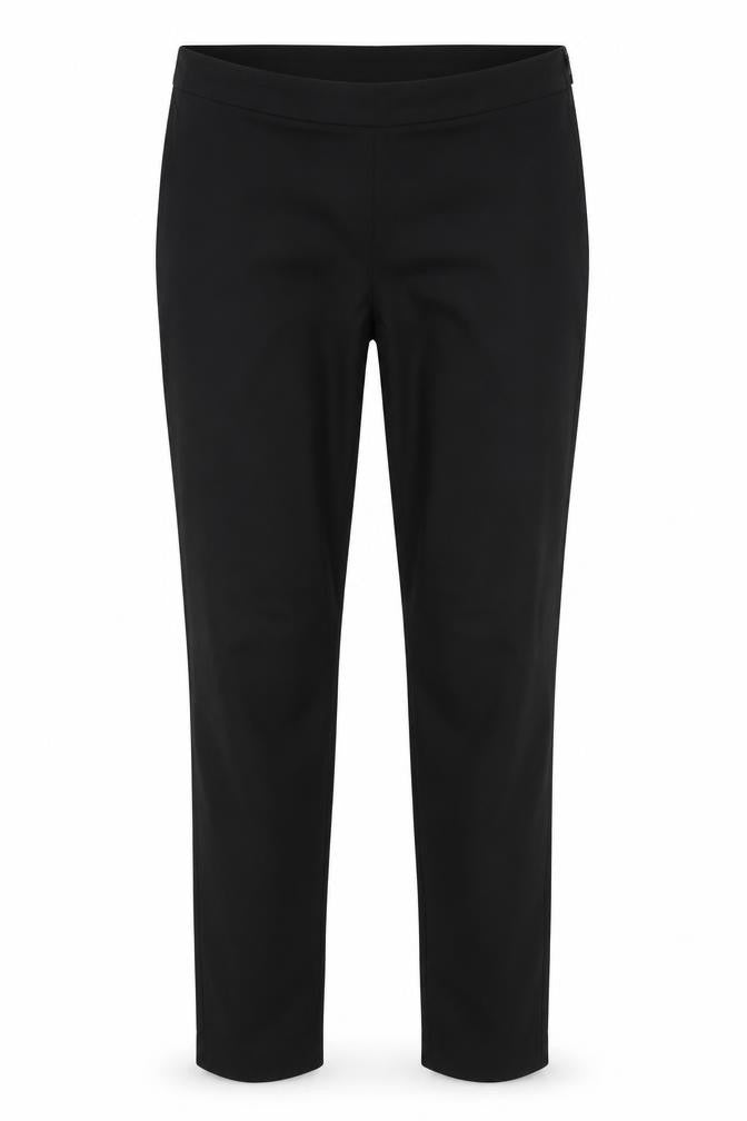 Front view of b.young women’s black trousers, size UK 8, 29-inch leg