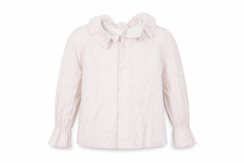 Front view of Yoedu girls’ pink animal print basic button-up, size 5, years
