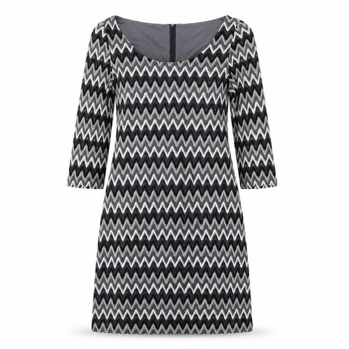 Uttam London Womens Grey Striped  Fit & Flare  Size 10  - Zig Zag