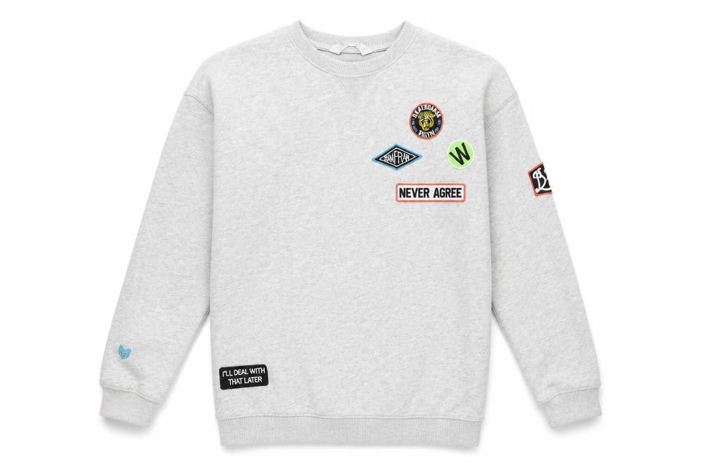 Front view of H&M boys’ grey pullover sweatshirt, size 11-12, years