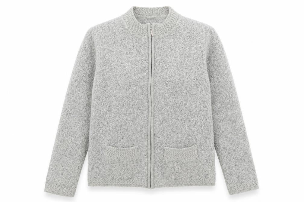 Front view of Bonmarché women’s grey full zip jumper, size L