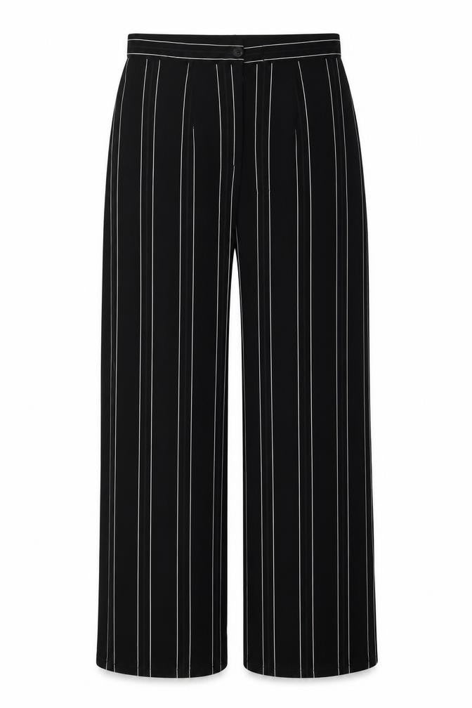 Front view of Preworn women’s striped trousers, size S, 29-inch leg