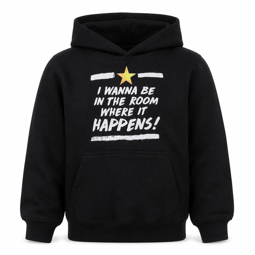 Front view of All We Do is boys’ black pullover hoodie, size 7-8, years