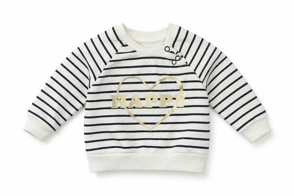Front view of Primark Baby White Striped jumper, size 3-6, Months
