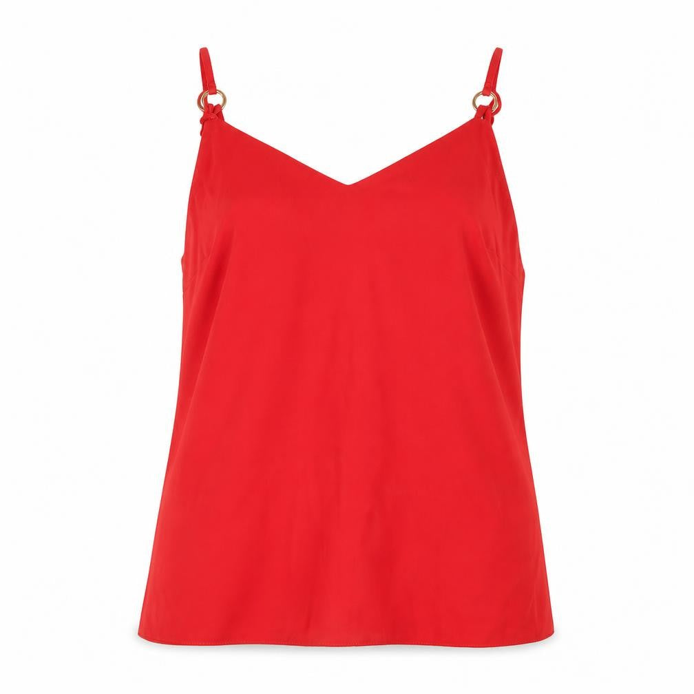 Front view of Dorothy Perkins women’s red basic blouse, size UK 10