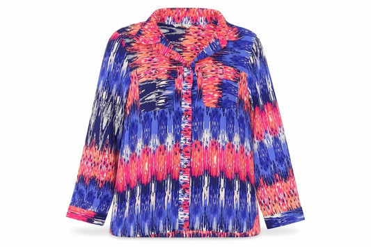 Front view of Tu women’s multicoloured geometric basic button-up, size UK 14
