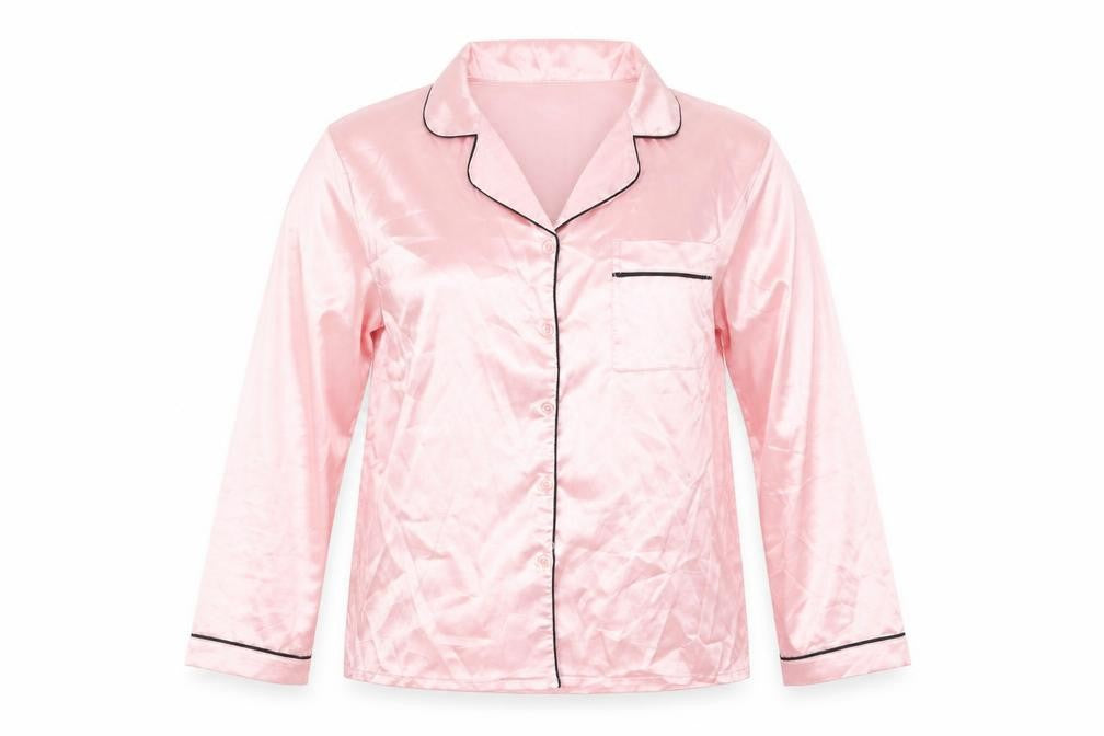 Front view of In the Style women’s pink solid top pyjama top, size UK 10