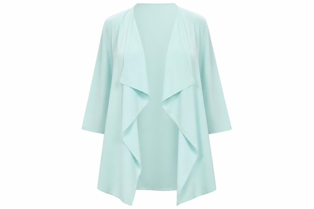 Front view of decisions women’s green overcoat coat, size UK 16