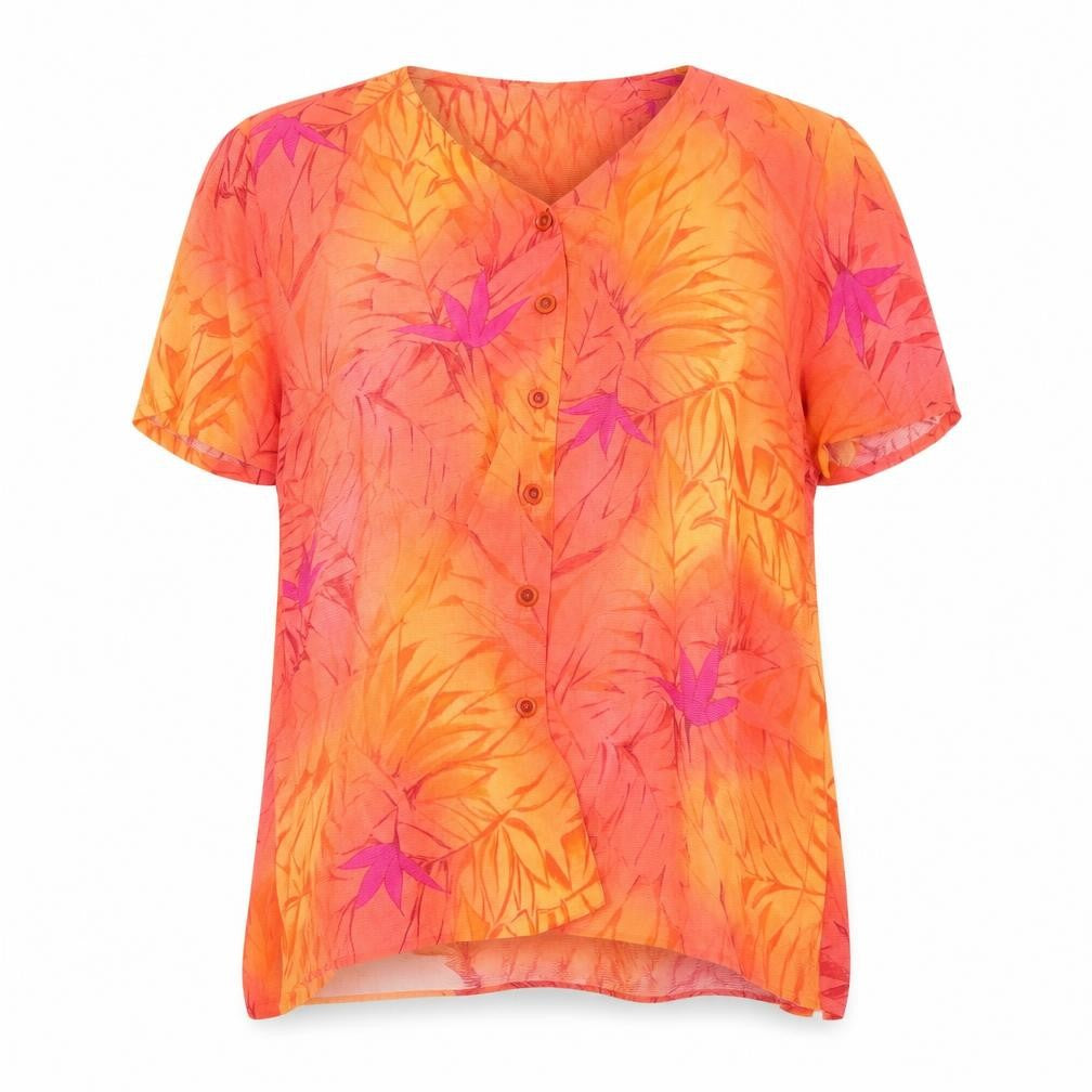 Front view of paul seperates women’s multicoloured floral basic button-up, size M