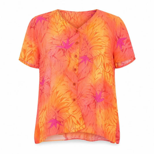 Front view of paul seperates women’s multicoloured floral basic button-up, size M