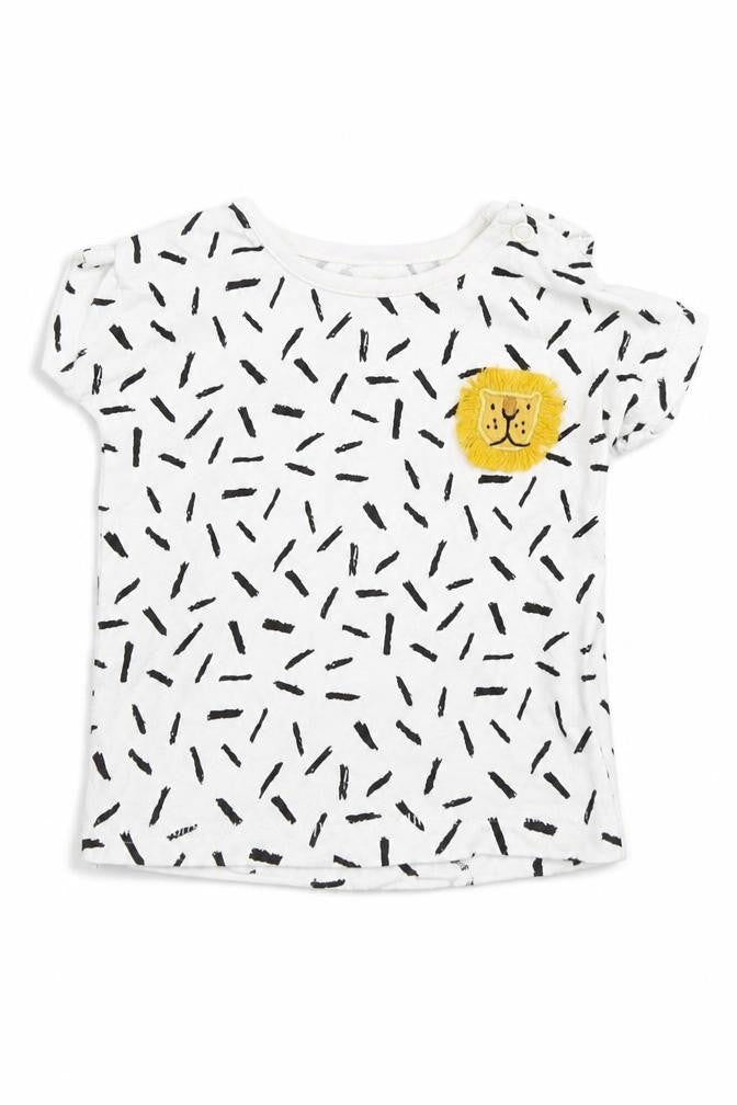 Front view of F&F boys’ white basic t-shirt, size 0-3, months