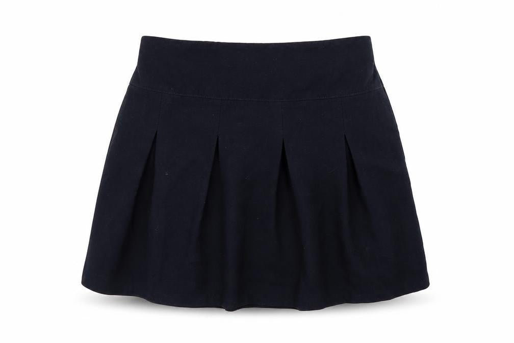 Front view of Smart Start girls’ blue pleated skirt, size 7-8, years