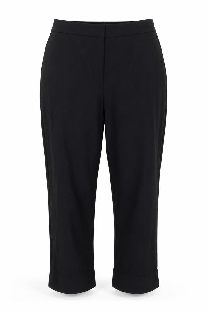 Front view of Marks & Spencer women’s black trousers, size UK 12, 24-inch leg