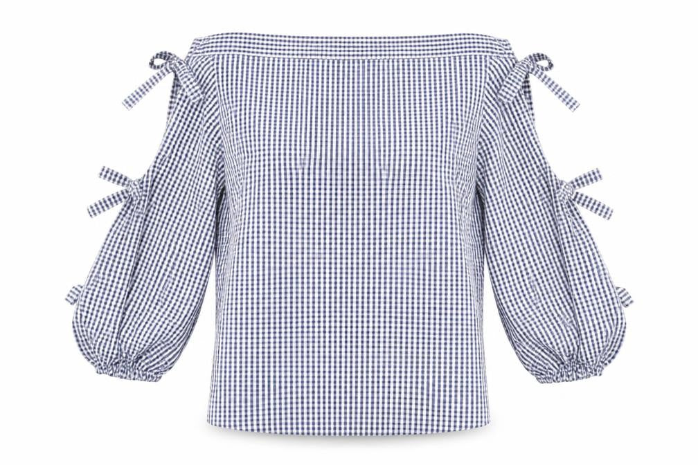 Front view of River Island women’s multicoloured check basic blouse, size UK 8