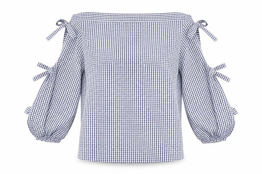 Front view of River Island women’s multicoloured check basic blouse, size UK 8