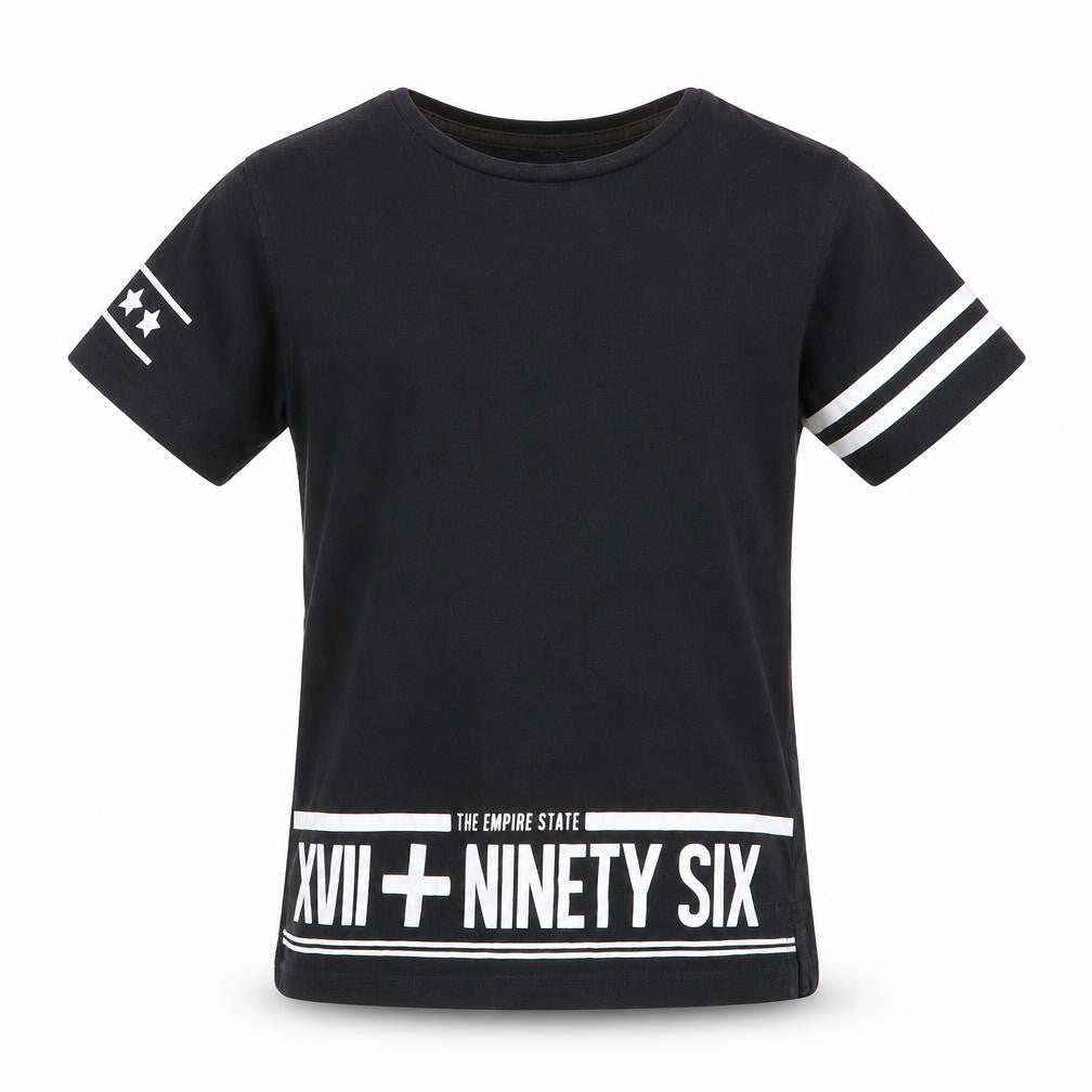 Front view of Asda George boys’ black basic t-shirt, size 5-6, years