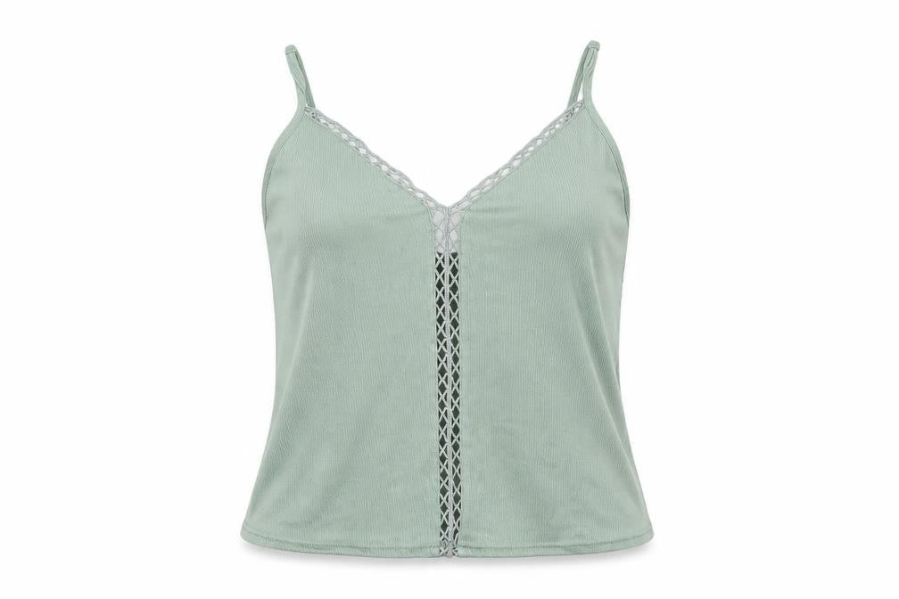 Front view of H&M women’s green basic t-shirt, size S