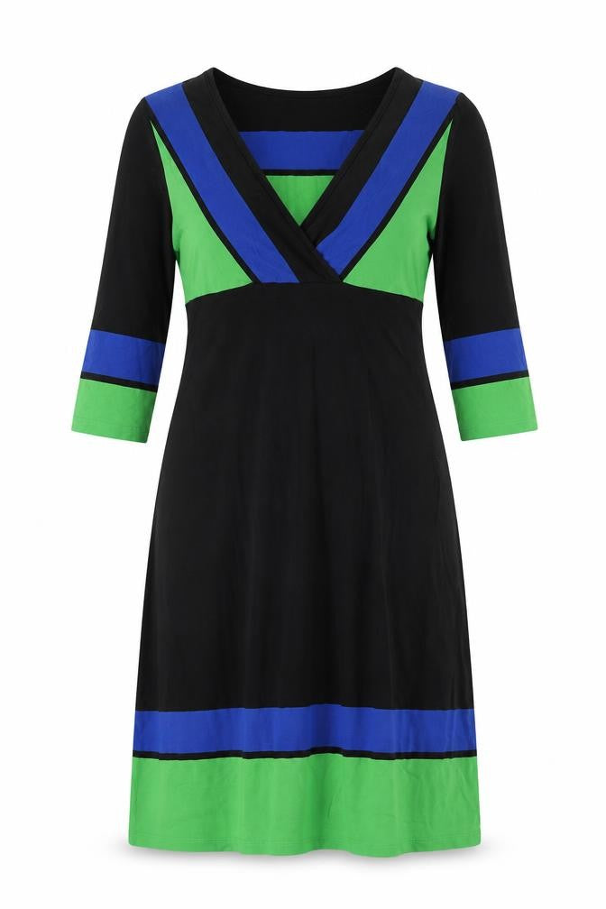 Front view of ALEKS women’s multicoloured striped fit & flare, size L