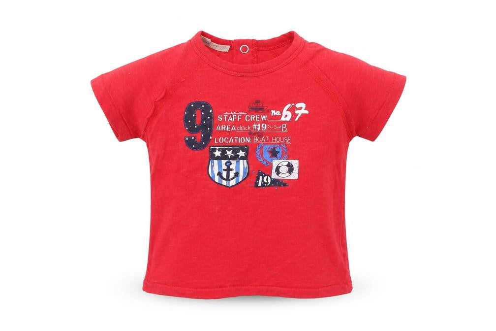 Front view of United Colors of Benetton Baby Red Basic T-Shirt, size 9-12, Months