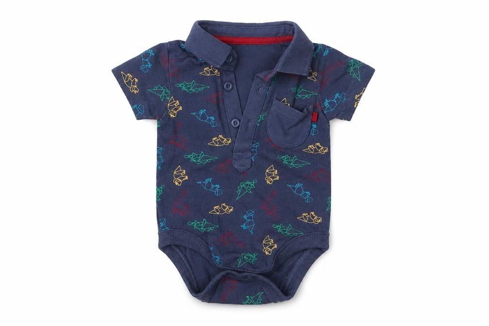 George Boys Blue Geometric  Babygrow One-Piece Size 0-3 Months