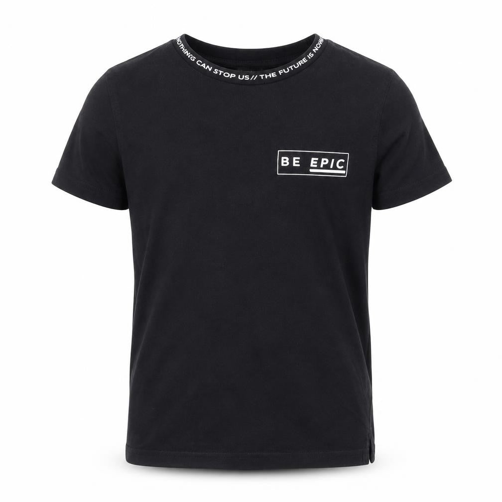 Front view of George boys’ black houndstooth basic t-shirt, size 8-9, years
