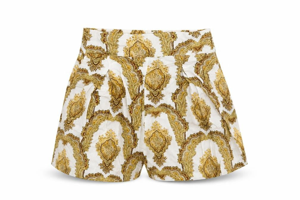 Front view of H&M women’s white hot pants shorts, size UK 6