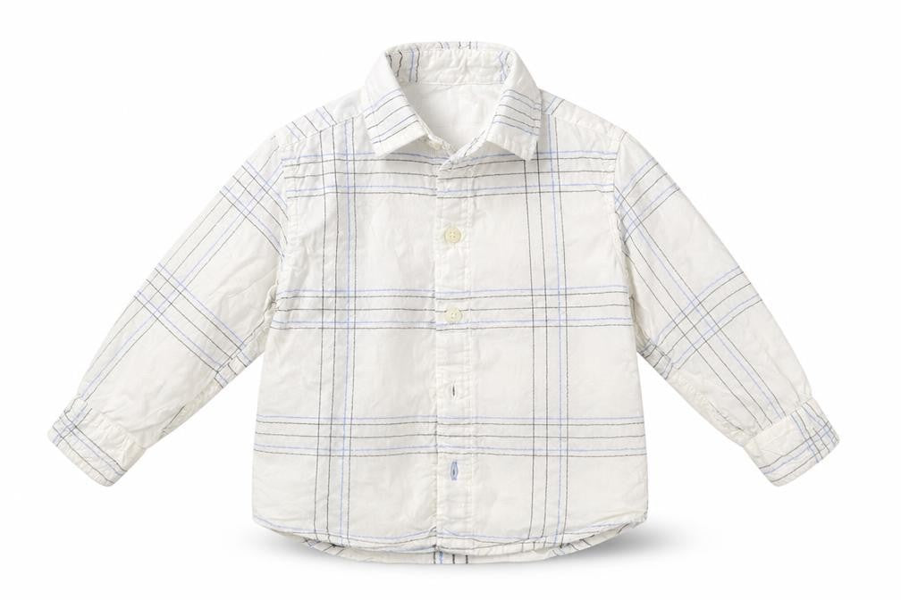 Front view of Early Days Baby White Check Basic Button-Up, size 9-12, Months