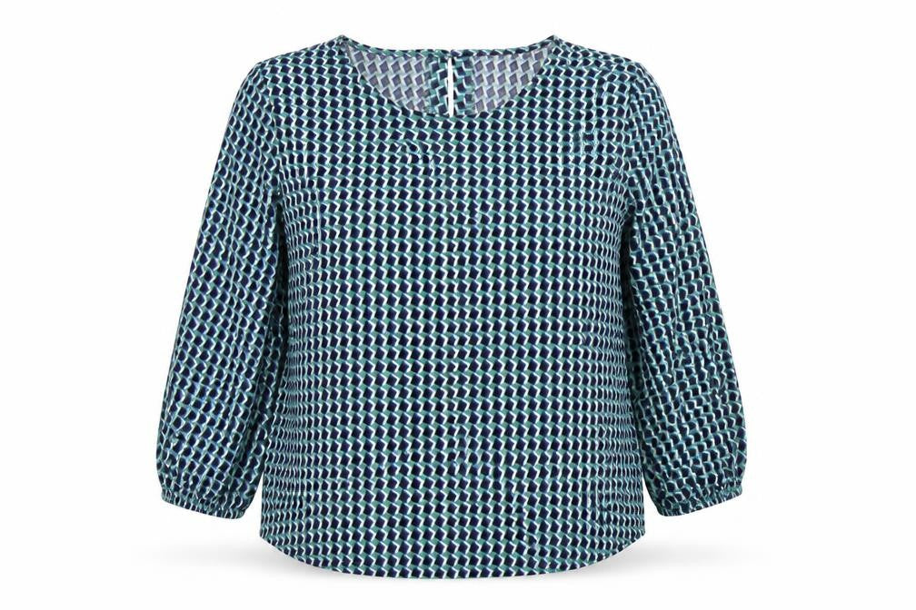 Front view of Adrianna Papell women’s multicoloured geometric jumper, size XL