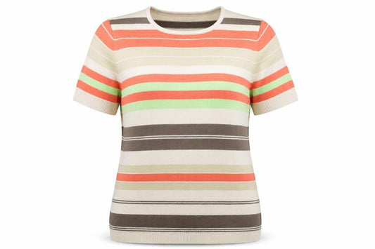 Front view of Berketex women’s multicoloured striped knit jumper, size UK 16