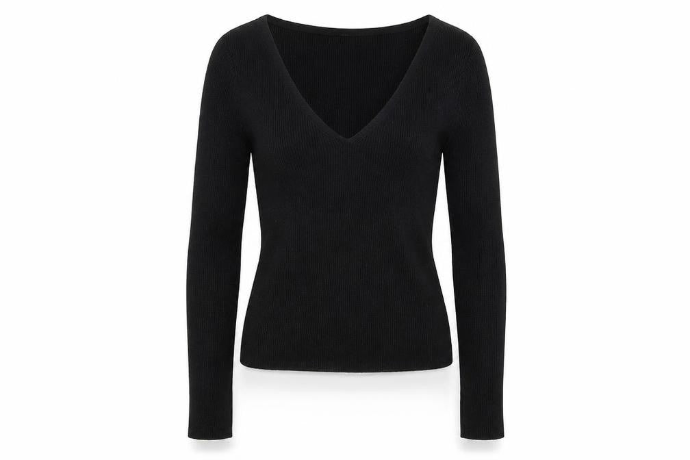 Front view of H&M girls’ black knit jumper, size S