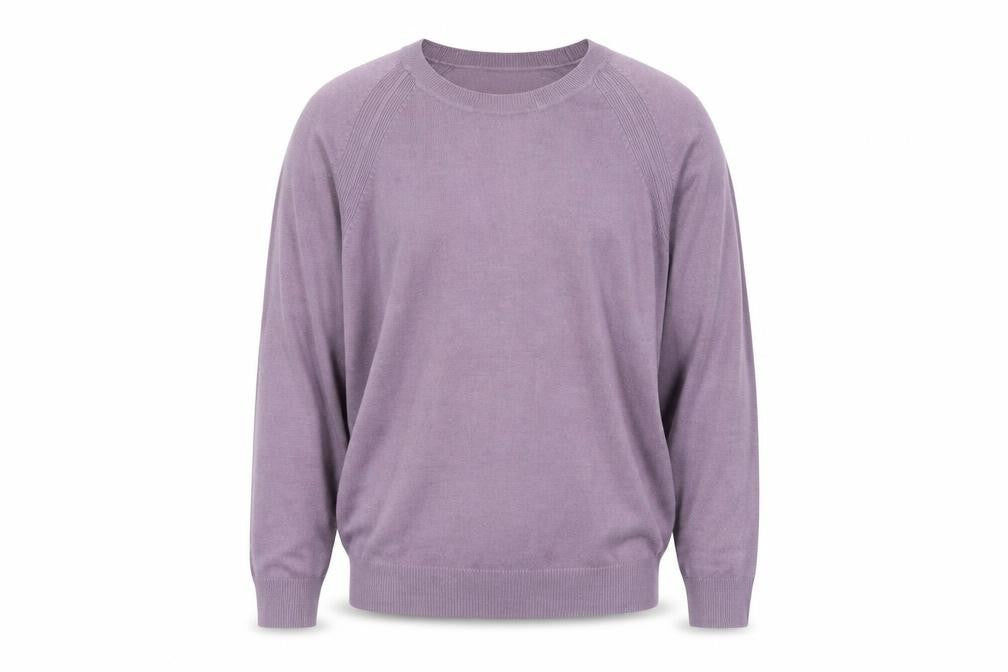 Front view of Marks & Spencer men’s purple knit jumper, size L