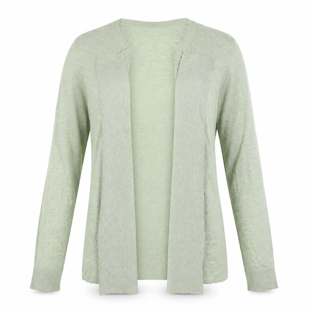 Front view of Principles women’s green shrug jumper, size UK 14