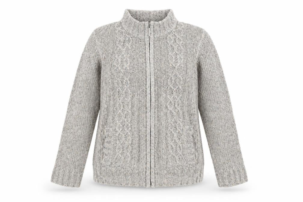 BM Collection Womens Grey   Full Zip Jumper Size M