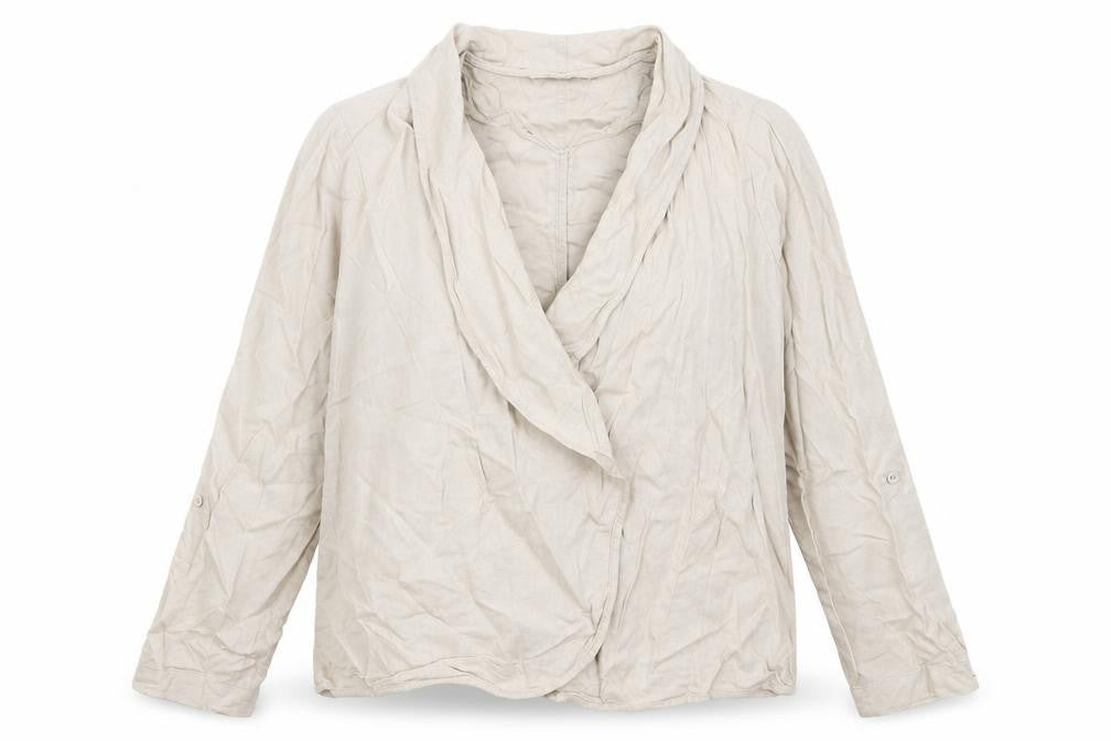 Front view of M&Co women’s beige jacket blazer, size UK 14