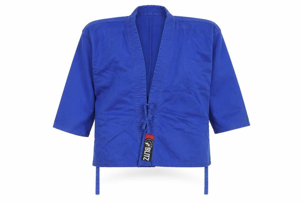 Front view of Blitz boys’ blue wrap jumper, size 8, years