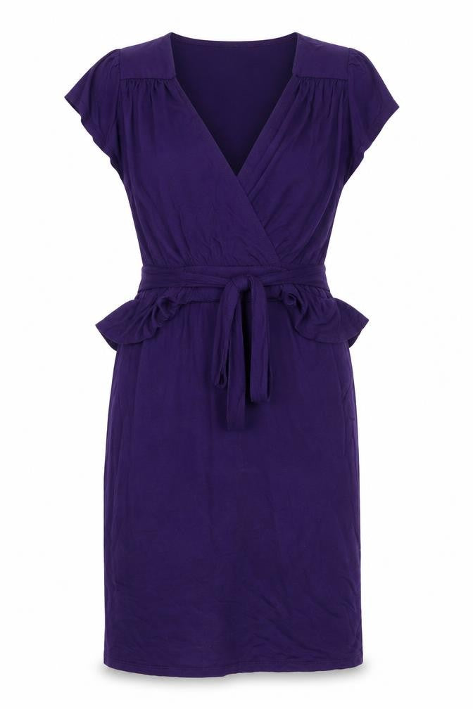 Front view of Dorothy Perkins women’s purple shift, size UK 12