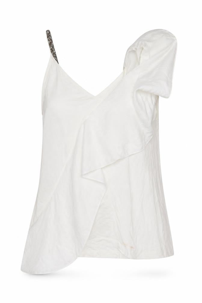 Front view of Next women’s white basic blouse, size UK 12
