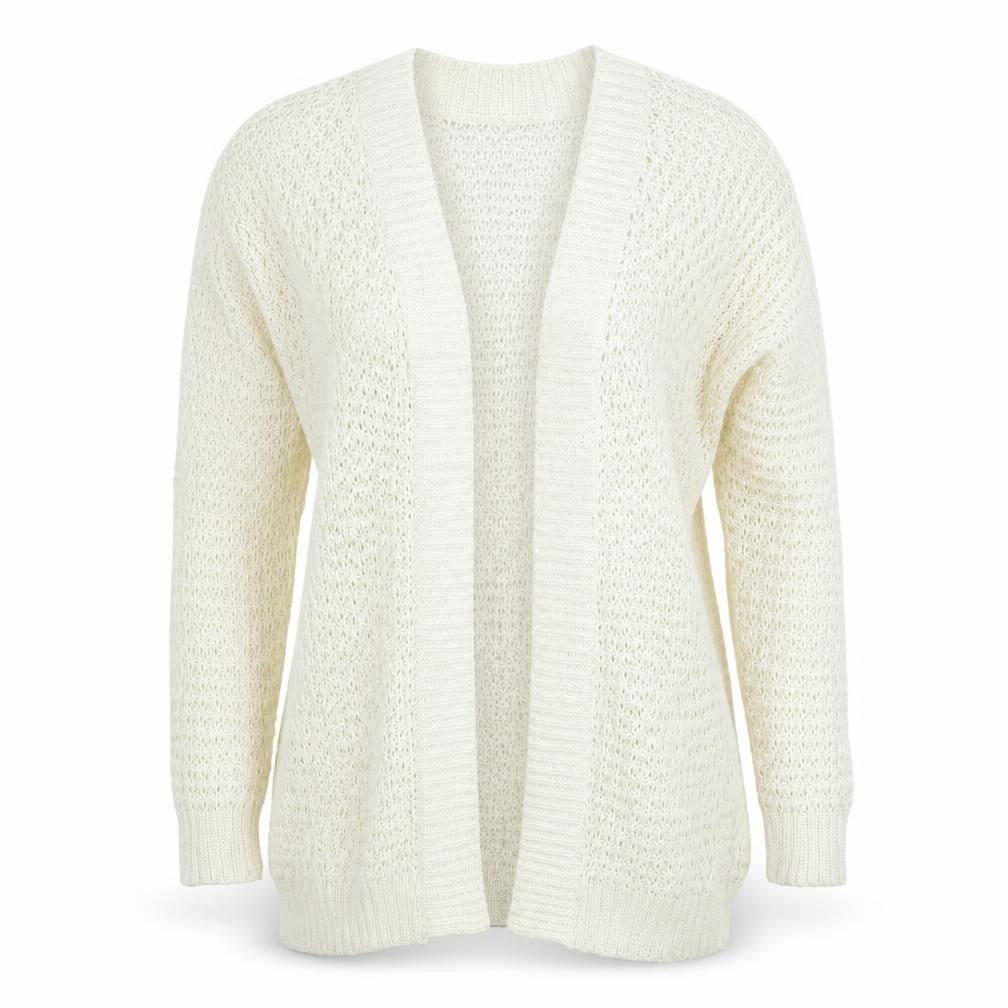 Front view of Select women’s ivory cardigan jumper, size UK 12