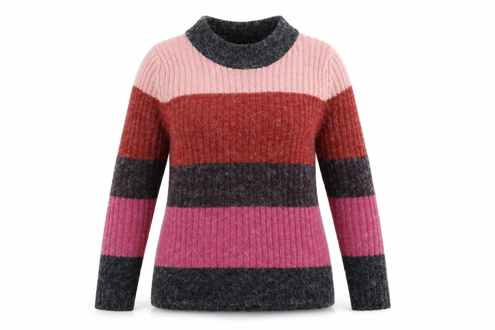 Front view of Preworn women’s pink striped jumper, size XS