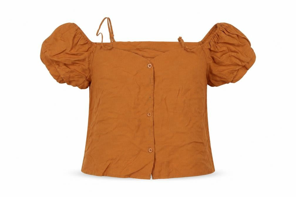 Front view of SHEIN women’s brown basic blouse, size L