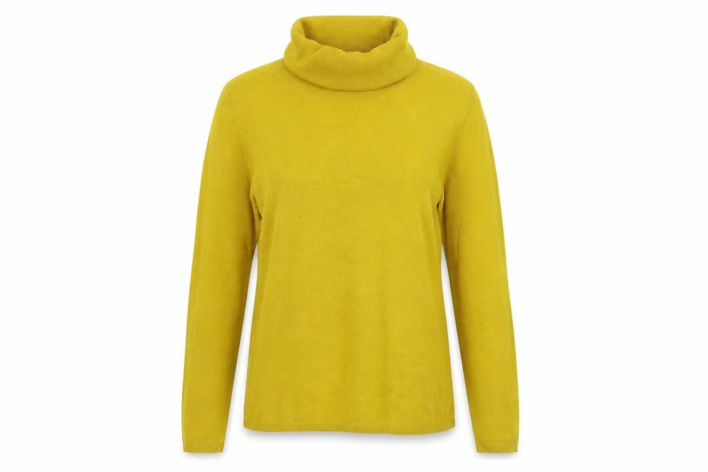 Front view of Bonmarché women’s yellow jumper, size S