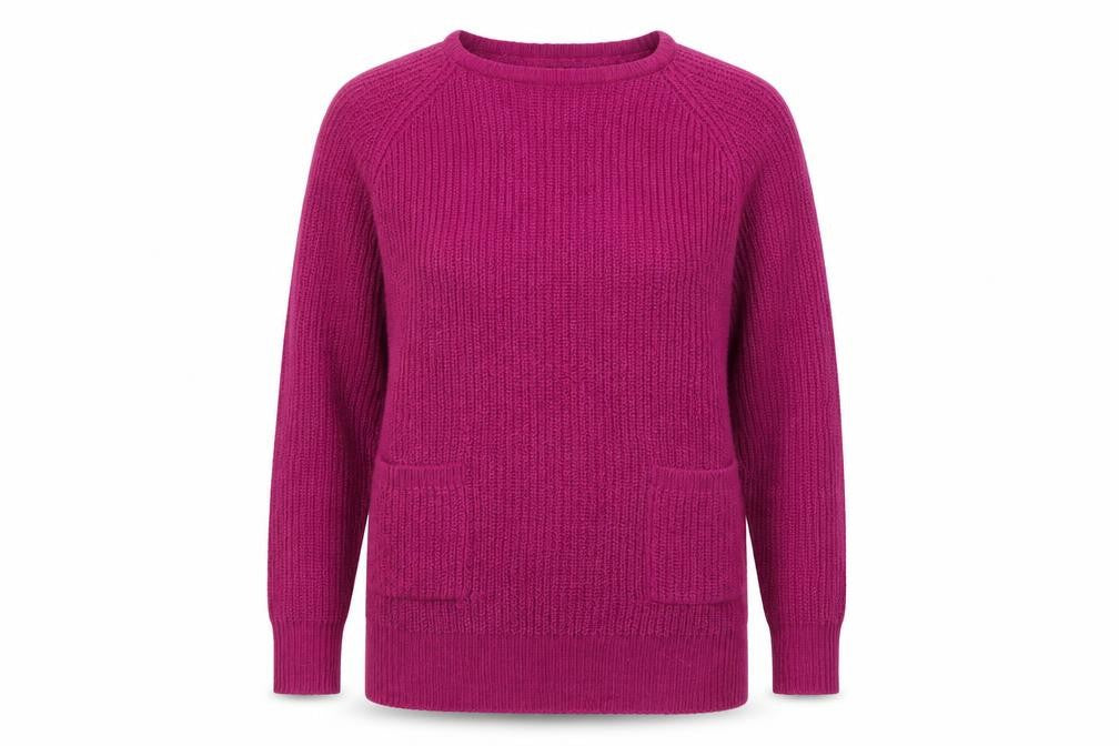 Front view of TEXT women’s purple jumper, size L