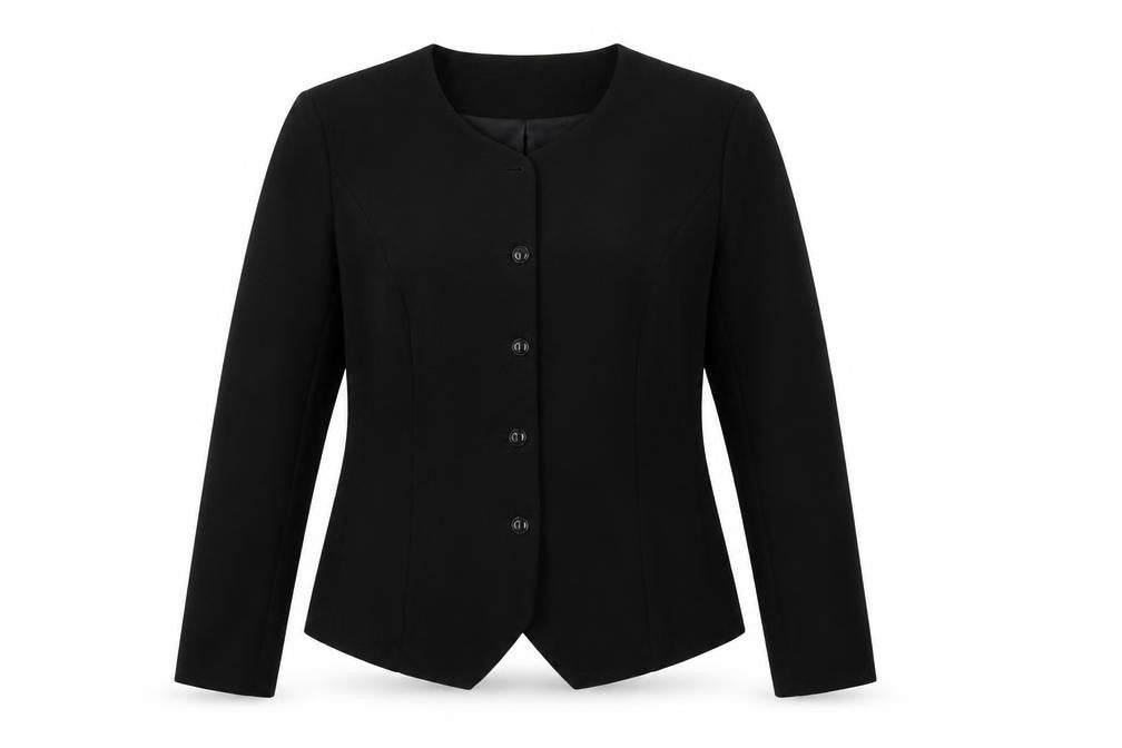 Front view of Nightingales women’s black jacket blazer, size UK 16