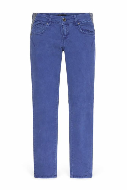 Front view of Sisley women’s blue skinny jeans, size UK 27, in, 32-inch leg