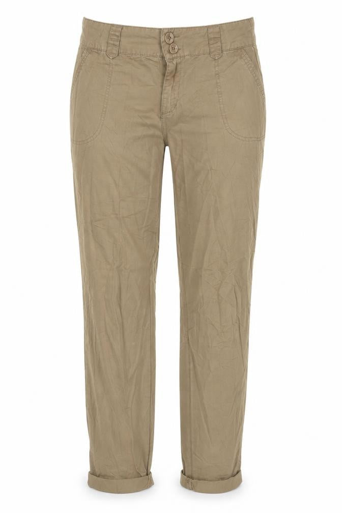 Front view of Vera Moda women’s beige chino trousers, size M, 29-inch leg