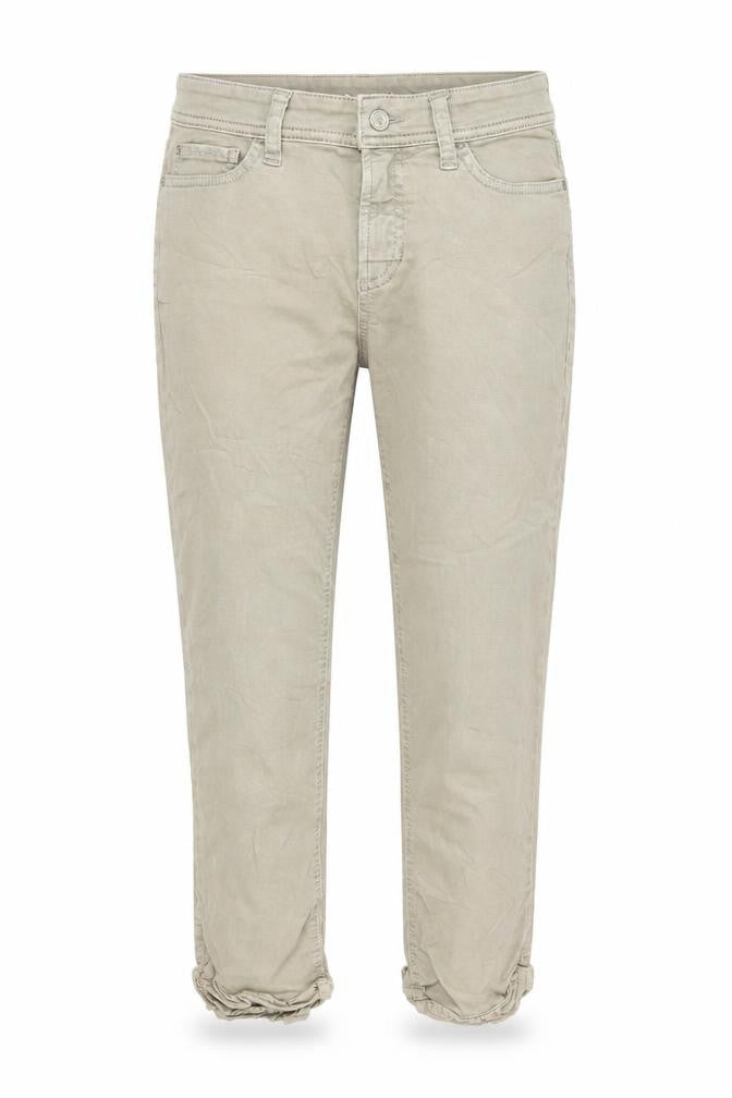 Front view of Cambio women’s beige capri jeans, size UK 6, 23-inch leg